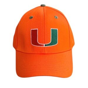 University of Miami orange embroidered logo adjustable baseball hat OS